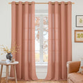 YoungsTex Terracotta Linen Curtains 95 Inch Length for Living Room, Extra Long Burnt Orange Drapes Light Filtering with Bronze Grommet Privacy for Bedroom Window Decorative, 52 x 95 Inch, 2 Panels