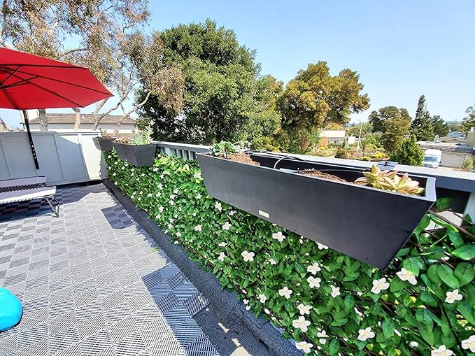 Sumery Expandable Fence Privacy Screen for Balcony Patio Outdoor,Decorative Faux Ivy Fencing Panel,Artificial Hedges (Single Sided Leaves) (4, White Flowers)