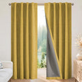 Joydeco Linen Blackout Curtains for Bedroom - 100% Light Blocking 1 Panels, Yellow Drapes 100" W x 120" L, Thermal Insulated Room Darkening Curtains for Living Room, Rod Pocket & Back Tabs