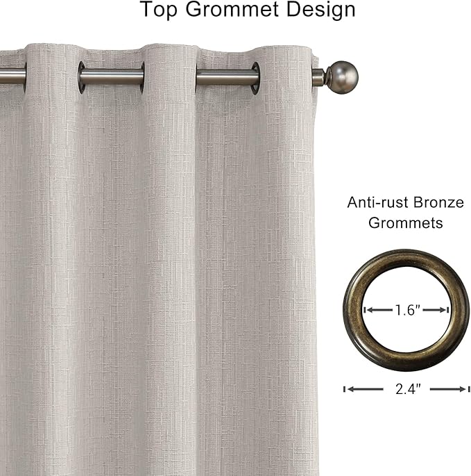 Extra Long Linen Curtains 120 inch Length 2 Panels Thick Faux Linen Blended Window Drapes Burlap Textured Curtains with Grommet for Living Room Farmhouse 10ft (52x120 Beige) Natural