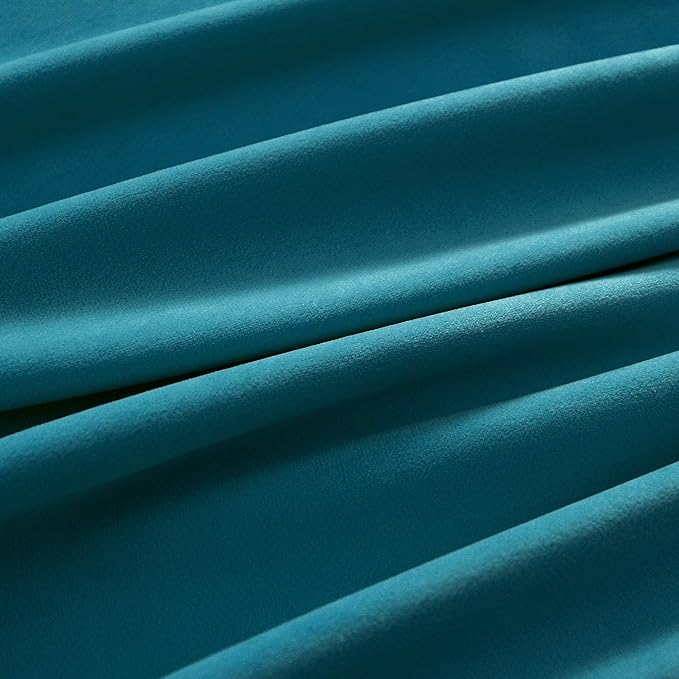 nanbowang StoneBlue Velvet Curtains - 42 Inches Width 96 Inches Long Soft Curtain Rod Pocket Thermal Insulated Window Treatment for Bedroom 2 Panels