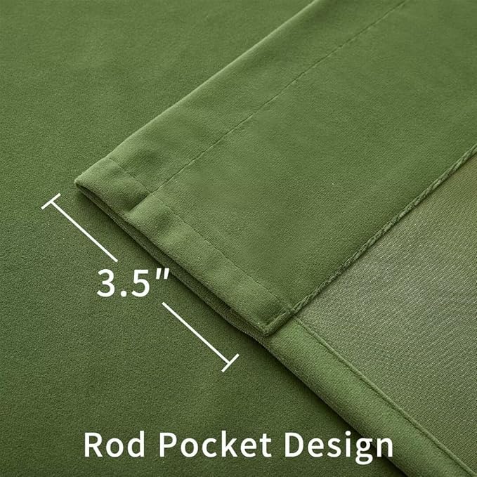 Joydeco Green Velvet Curtains 108 inch 2 Panel, Room Darkening Super Soft Velvet Drapes for Bedroom Living Room Thermal Insulated Window Drapes, Luxury Blackout Rod Pocket Curtains,W52 x L108 inch