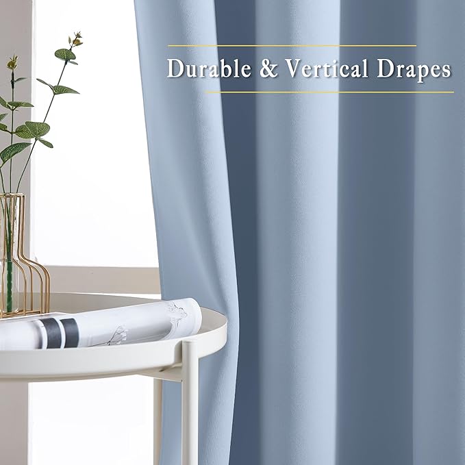 NICETOWN Blackout Curtains Drapery Panels - Window Treatment Blackout Curtains/Panels for Bedroom/Living Room Window, 72 inches Long, 2 Panel Set, Vintage Blue