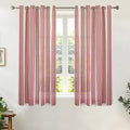 DriftAway Farmhouse Vertical Striped Linen Blend Textured Light Filtering Semi Sheer Curtains for Living Room Bedroom 54 Inches Long Drapes 2 Panels Broad Striped Red