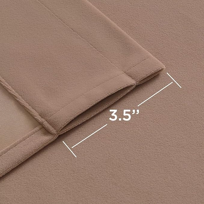 Joydeco Velvet Curtains Rose Beige Blackout Curtains Thermal Insulated 63 inches Long Window Curtains Super Soft Room Darkening Drapes for Bedroom Living Room Elegant Rod Pocket 2 Panels Rose Beige