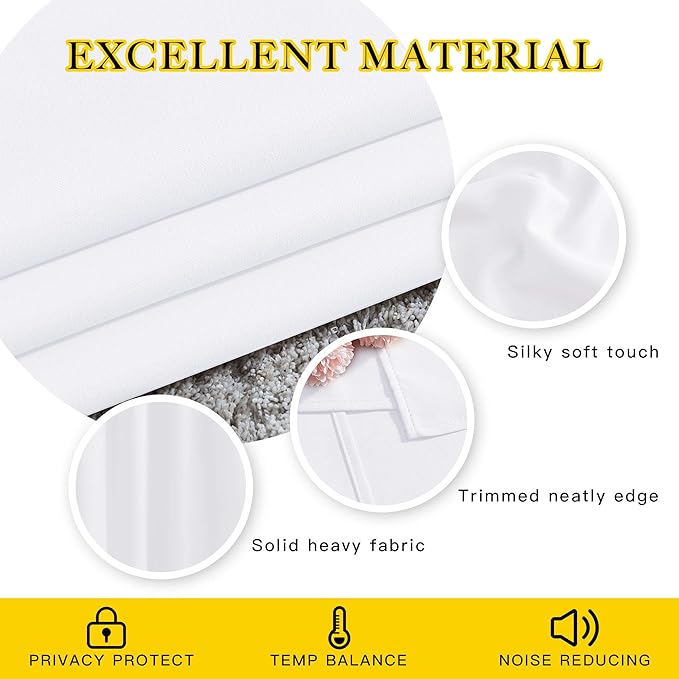 NICETOWN White Doorway Curtains 80 inches Long, Grommet Privacy Door Curtains Room Darkening Thermal Window Treatments for Bedroom/Living Room, 2 Panels, W46 x L80