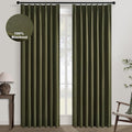 Topfinel Olive Green 100 Inch Long Black Out Custom Curtains, Double Pinch Pleated Window Coverings, Nursery Kids Summber Boho Farmhouse Heat Blocking Sound Block Back Tab Curtains for Sliding Door