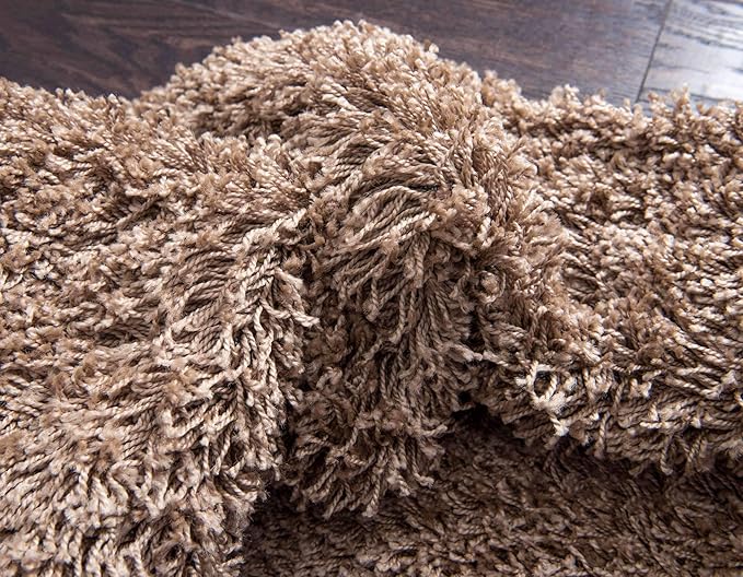Unique Loom Solid Shag Collection Area Rug (8' x 11' Rectangle, Sandy Brown)
