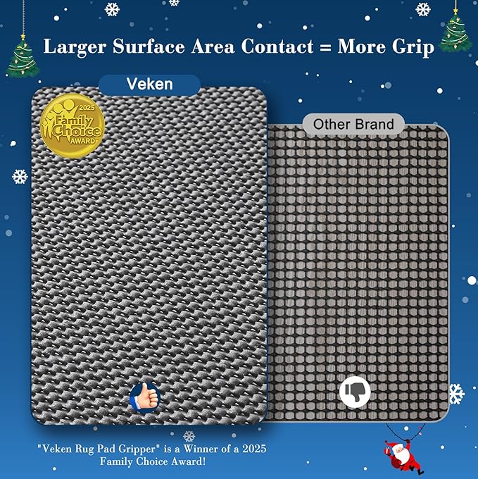 Veken Runner Rug Pad Gripper for Hardwood Floors, Non Slip 2.5x9 Ft Dark Grey Rug Pads for Area Rugs, Thick Rug Grippers for Tile Floors, Under Carpet Anti Skid Mat, Keep Your Rugs Safe and in Place