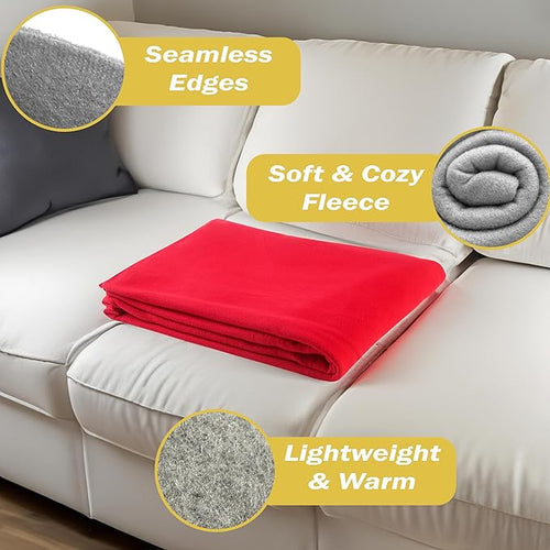 12 Bulk Pack Fleece Throw Blankets, 50x60 Soft for Home, Office, Wedding, Gift, Camping (Assorted 1)