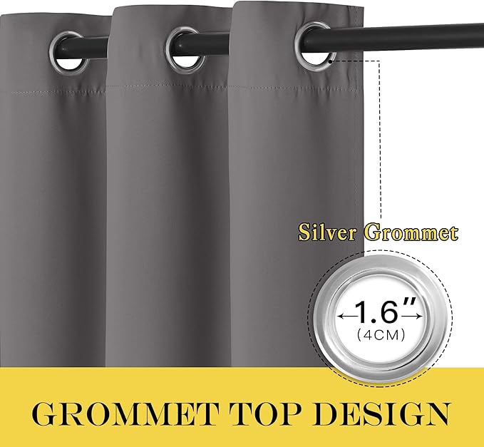 NICETOWN Blackout Doorway Curtain 90 inch Length - Grommet Room Darkening Thermal Insulated Soundproof Window Treatments for Bedroom/Closet (1 Panel, 46 x 90 Inch, Grey)
