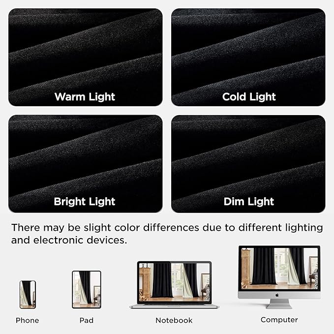 Joydeco Black 100% Blackout Curtains 84 Inch 2 Panels, Luxury Thermal Insulated Black Velvet Curtains for Bedroom Living Room, Soundproof Blackout Window Drapes, Grommet Top (52W x 84L)