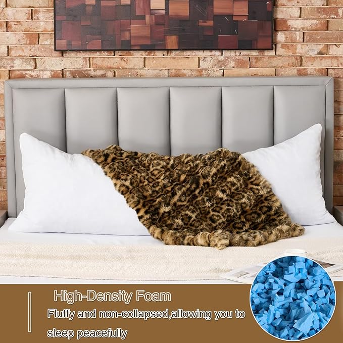20x54 Fluffy Leopard Print Full Body Pillow,Cheetah Print Plush Fuzzy Faux Fur Body Pillows,Ultra Soft Bed and Sofa Pillow for Side Sleeper & Pregnancy,Big Hug Double Pillow,Furry Long Pillows-Brown
