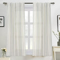 DriftAway Farmhouse Vertical Striped Linen Blend Textured Light Filtering Semi Sheer Curtains for Living Room Bedroom 54 Inches Long Drapes 2 Panels Linen Gray