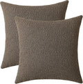 Jeneoo Light Brown Decorative Square Thick Throw Pillow Covers Fine Textured Boucle Couch Cushion Cases for Living Room Sofa Home Decor, Set of 2, 18 x 18 Inch