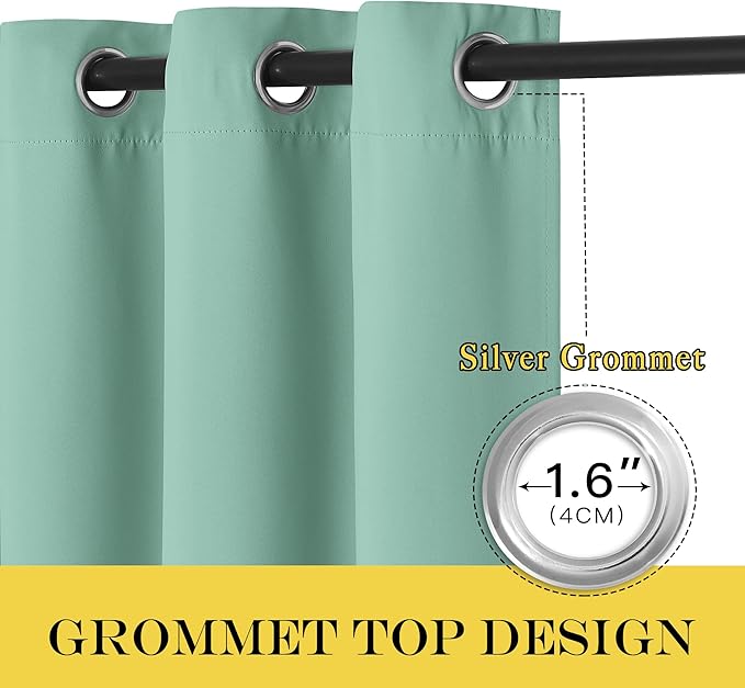 NICETOWN Aqua Blue Blackout Curtain for Living Room - Solid Thermal Insulated Grommet Blackout Panel/Drape for Bedroom Kitchen Window (1 Panel, 52 inches Wide by 54 inches Long)