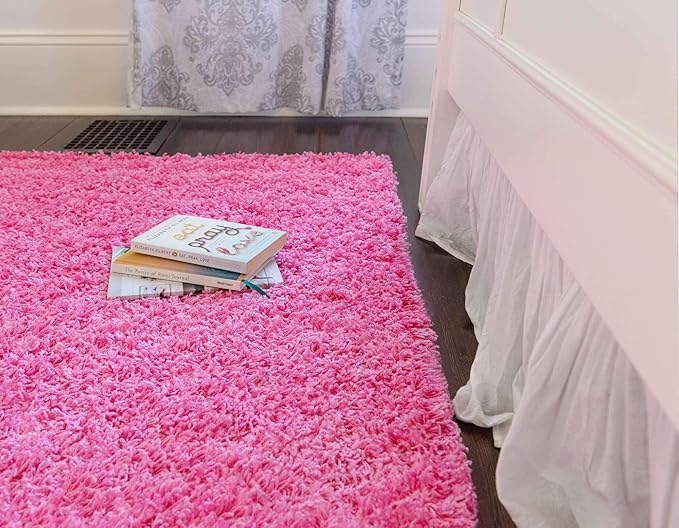 Unique Loom Solid Shag Collection Area Rug (3' 3" x 5' 3" Rectangle, Taffy Pink)