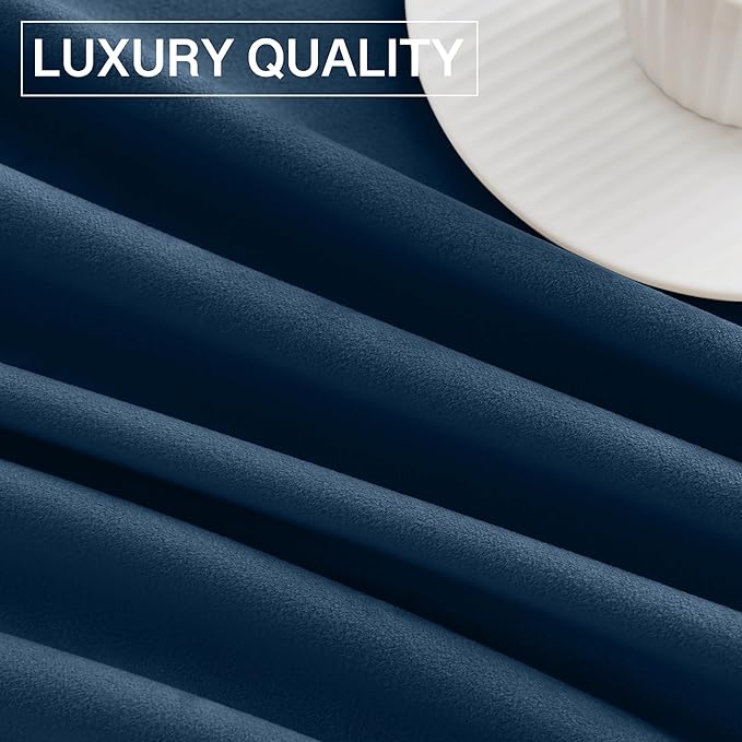StangH Navy Blue Curtains - Thick Soft Velvet Light Blocking Curtains 96 inches for Living Room, Elegant Decor Window Treatment Set for Villa/Farmhouse, W52 x L96, 2 Panels