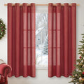 YoungsTex Red Linen Curtains 68 Inch Length for Living Room, Light Filtering Window Drapes with Bronze Grommet Privacy Deorative for Bedroom, 52 x 68 Inch, 2 Panels