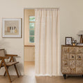Sutuo Home Boho Door Window Curtains, Bohemian French Country Door Semi Blackout Curtains for Doorway Tassels Privacy Vintage Chic Stripes Decor, Rod Pocket 1 Panel 37" W x 80" L, Light Coffee Plaids
