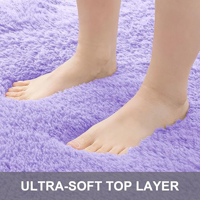 OLANLY 2x6 Machine Washable Runner Rugs for Hallway, Soft Fluffy Shaggy Bedside Rugs for Bedroom, Living Room, Indoor Floor Carpet for Kids Girl Boy, Nursery Rooms, Home Decor Aesthetic, Light Purple