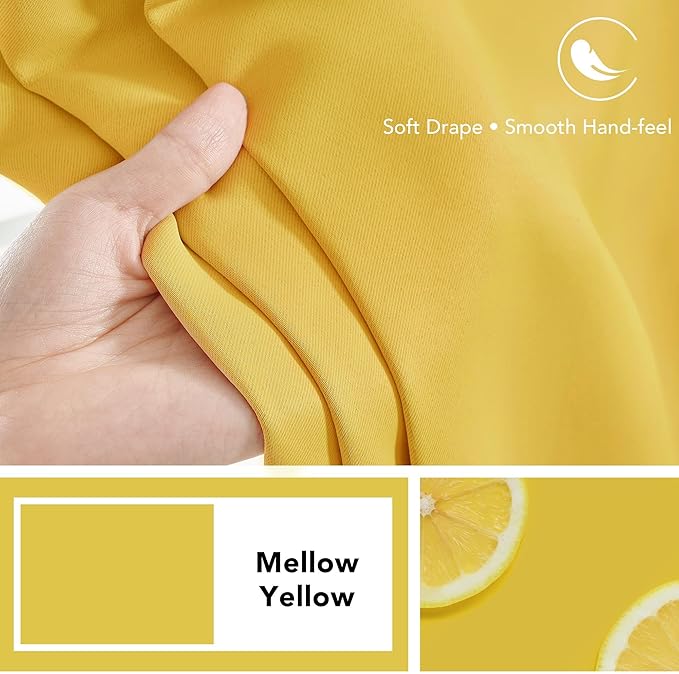 Deconovo Short Blackout Curtains for Small Windows Thermal Insulated Rod Pocket and Back Tab Curtains 42Wx45L Inch Mellow Yellow 2 Panels
