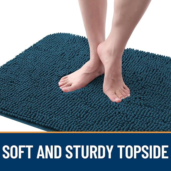 OLANLY Dog Door Mat for Muddy Paws 70x46, Absorbs Moisture and Dirt, Absorbent Non-Slip Washable Doormat, Quick Dry Chenille Mud Mat, Entry Indoor Entryway Carpet for Inside Floor, Atlantic Blue