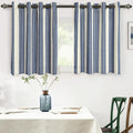 DriftAway Farmhouse Vertical Striped Linen Blend Textured Light Filtering Semi Sheer Curtains for Living Room Bedroom 36 Inches Long Drapes 2 Panels Broad Striped Dark Navy
