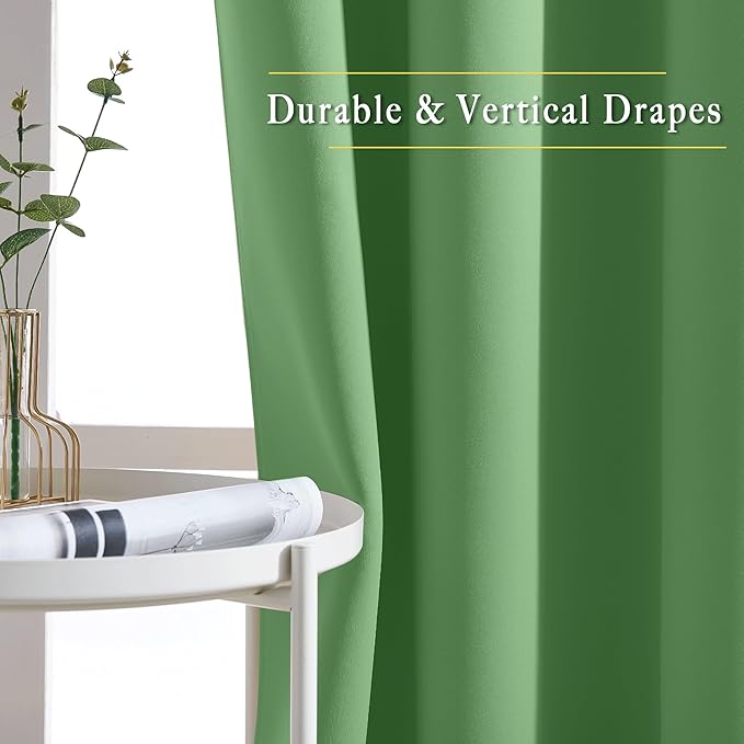 NICETOWN Blackout Room Darkening Window Curtain - Thermal Insulated Solid Grommet Blackout Patio Door Curtain/Drape for Living Room (Froest Green, 1 Panel, 52 by 95-inch)