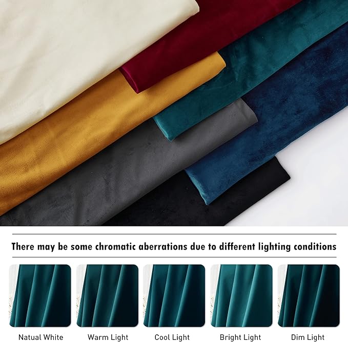 RYB HOME Velvet Room Divider Curtains for Space Separation, Noise Reduce Barrier for Nursery, Large Window Curtains for Sliding Glass Door, Peacock Blue, W 62 x L 84, 2 Panels Set