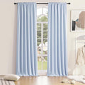 DONREN Patio Door Curtains 96 inch Length, Rod Pocket Top Thermal Insulated Blackout Panels Curtain Drapes for Sliding Glass Door (Light Blue, 60" Wide, 2 Panels)