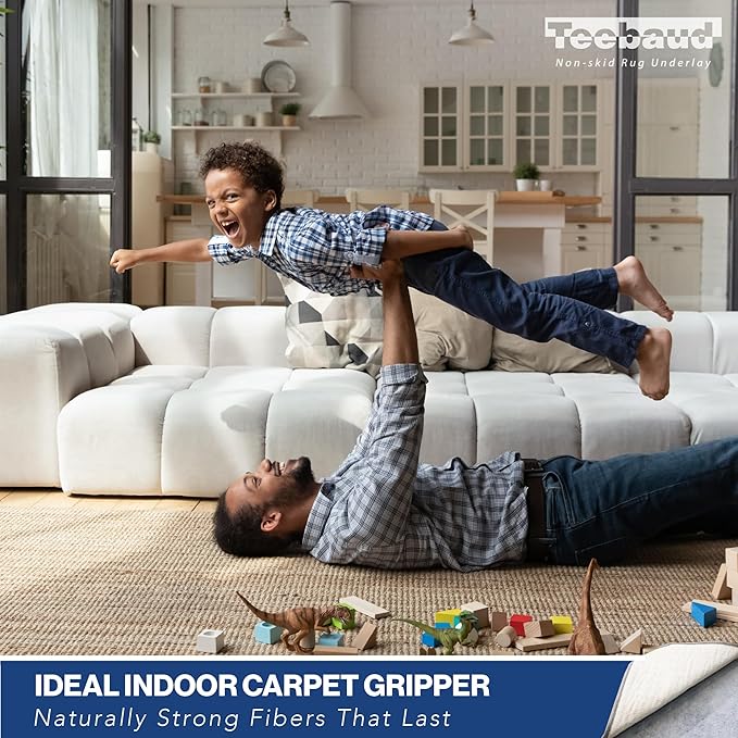 2' Round Non-Slip Rug Pad, Reversible Gripper, Non Skid Pads for Hardwood, Vinyl, Tile, Laminate Floors, Keep Area Rugs Secure, Natural Materials Safe for Indoor Flooring, ¼” Thick