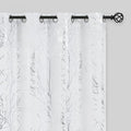 FMFUNCTEX Linen Semi Sheer Curtains for Living Room & Bedroom, Silver Metallic Print White Tree Panel, Light Filtering, 54 Inch Grommet Top 2 Panels