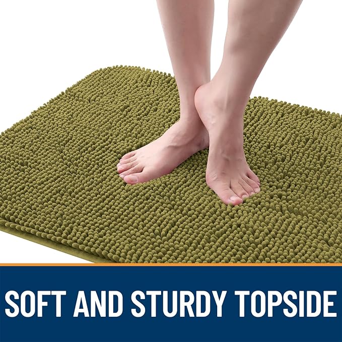 OLANLY Dog Door Mat for Muddy Paws 36x24, Absorbs Moisture and Dirt, Absorbent Non-Slip Washable Doormat, Quick Dry Chenille Mud Mat, Entry Indoor Entryway Carpet for Inside Floor, Willow Green