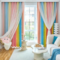 Star Curtains Blackout Curtains for Bedroom Cute Curtains Kids Curtains Rainbow Curtains, Curtains 72 Inches Long 2 Panels, Red & Yellow & Blue Curtains, 52 X 72 Inches