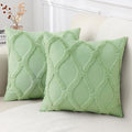 decorUhome Spring Throw Pillow Covers 16x16 Inch Set of 2, Soft Plush Faux Fur Wool Sage Green Couch Pillow Covers, Decorative Neutral Pillow Cases for Bed Sofa Living Room Home Decor