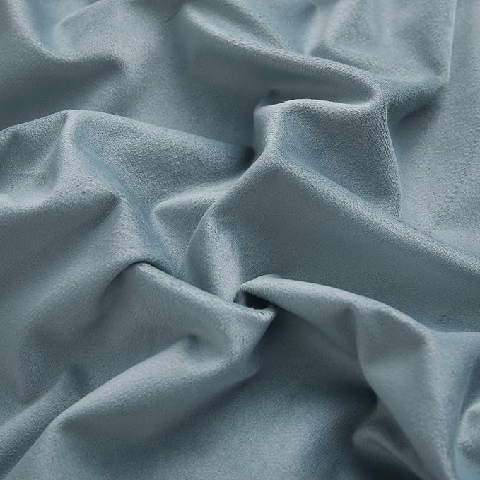 RYB Home Blue Velvet Curtains 108 inches - Blackout Curtains for Living Room, Thermal Insulated Noise Reducing Panels Soft Luxury Window Decor for Bedroom, Stone Blue, W52 x L108 inches, 2 Panels