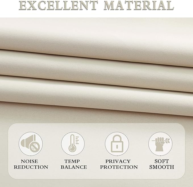DONREN Patio Door Curtains 96 inch Length, Rod Pocket Top Thermal Insulated Blackout Panels Curtain Drapes for Sliding Glass Door (Cream Beige, 60" Wide, 2 Panels)