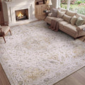 PADOOR 6X9 Area Rug,Rugs for Living Room,Soft Beige Rugs for Bedroom,Machine Washable Rug Non Slip Carpet for Dining Room Living Room Bedside Office