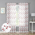 Tollpiz Burgundy Red Leaf Sheer Curtain Leaves Embroidered Living Room Curtains Rod Pocket Voile Window Treatment for Bedroom, 54 x 72 inches Long, Set of 2 Panels