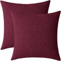 Jeneoo Burgundy Red Decorative Square Thick Throw Pillow Covers Fine Textured Boucle Couch Cushion Cases for Home Livingroom Sofa Decor, Set of 2, 20 x 20 Inch