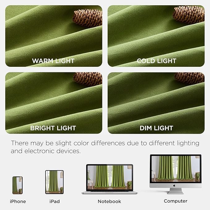 Joydeco Moss Green 100% Blackout Curtains 108 Inch 2 Panels, Luxury Thermal Green Velvet Curtains for Bedroom Living Room, Soundproof Blackout Window Drapes, Grommet Top (52W x 108L)