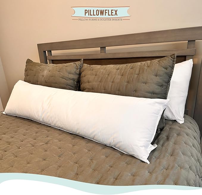 Pillowflex Synthetic Down Pillow Insert - 14x38 Down Alternative Pillow, Ultra Soft, Large Rectangle Body Sleeping Pillow, Lumbar, Long, Back - 1 Decorative Pillow Form