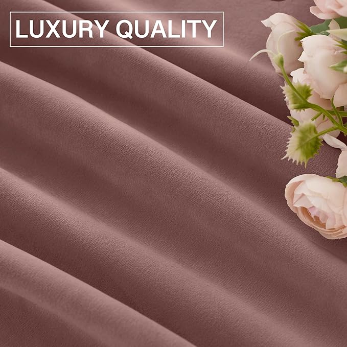 StangH Wild Rose Velvet Curtains 105 inches Romantic Thermal Insulated Drapes for Living Room, Soft Noise Reducing Curtains for Bedroom, W52 x L105, 2 Panels