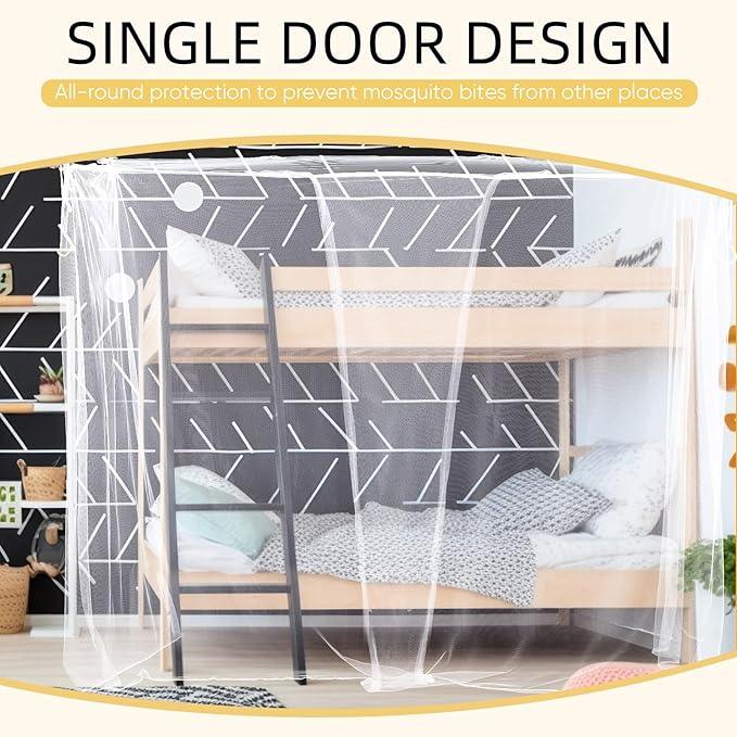4 Corners Mosquito Net for Mosquiteros para Camas Bed Canopies Netting Bed Drapes Rectangular Mosquito Mesh for Camping Home Outdoor Travel(White,L87 X W79 X H79 Inch,1 Opening)