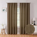 Tollpiz Linen Curtain Bedroom Rod Pocket Semi Sheer Curtains Burlap Light Filtering Thick Linen Drape for Living Room, 38 x 84 inches Long, Brown, Set of 2 Panels