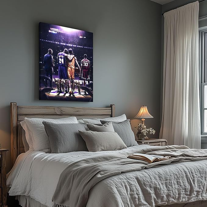 Kobe Bryant Legacy Canvas Wall Art Print Poster, Iconic Inspirational Sports Picture Artwork, Motivational Mamba Mentality Painting Wall Decor for Office Gym Home Living Room Bedroom, Framed 24x30inch
