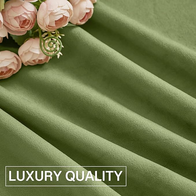 StangH Velvet Curtains 84 inches Long - Home Decor Grass Green Curtains Drapes for Living Room, Blackout Thermal Insulated Window Treatment for Dining Room Holiday Backdrop, W52 x L84, 2 Panels