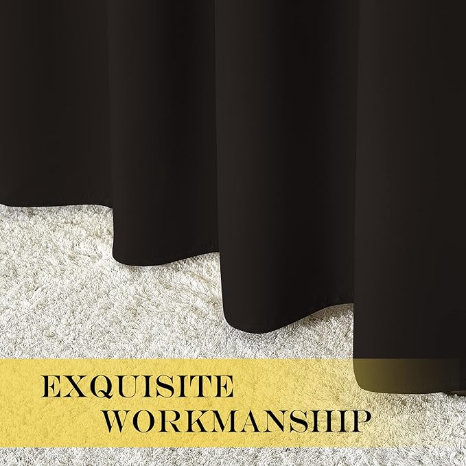 NICETOWN 66 Inch Long Blackout Curtains for Bedroom Living Room, Thermal Insulated Room Darkening Curtains, Light Blocking Blackout Drapes for Bedroom, 66" W x 66" L, 1 Panel, Toffee Brown