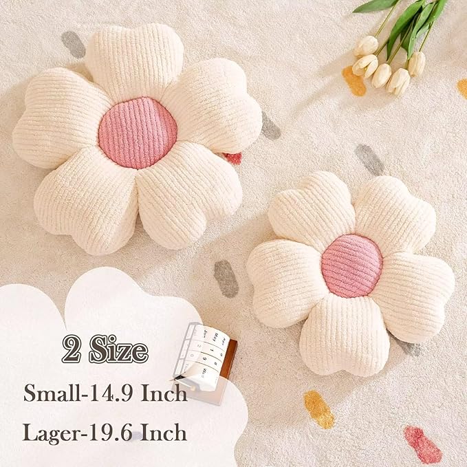 Kcvvcr Flower Throw Pillow, Cute Flower Shaped Pillow Decorative Throw Pillow for Bed Couch, Soft Daisy Pillows Floor Seating Cushion Cushions (19.6 Inch Peach Pink)